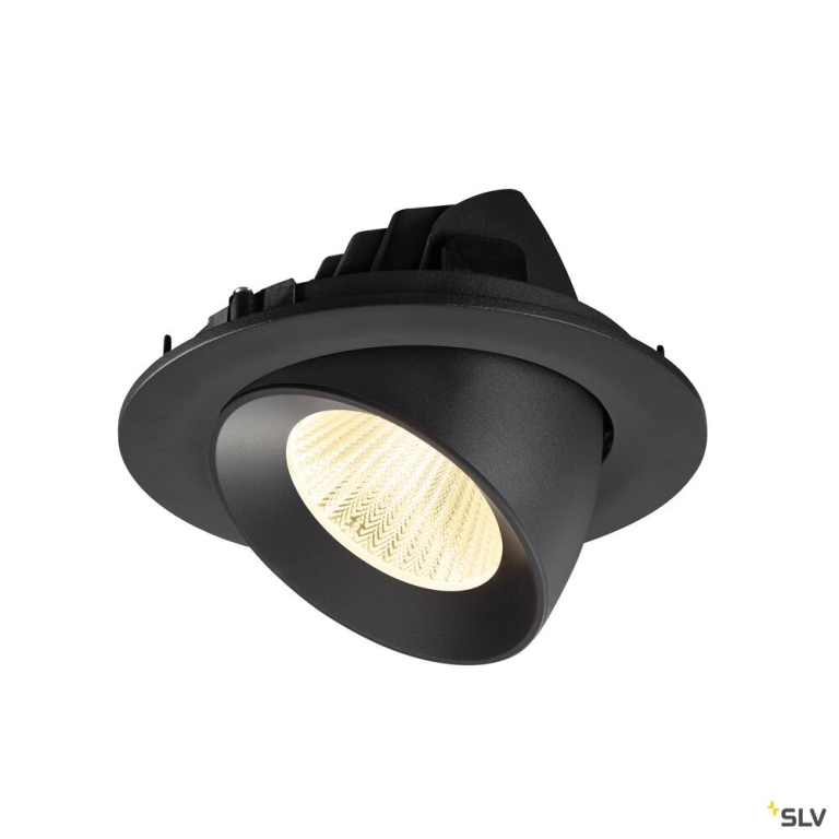 SLV NUMINOS® GIMBLE L, Deckeneinbauleuchte, 3000 K, 40°, IP20, rund, schwarz