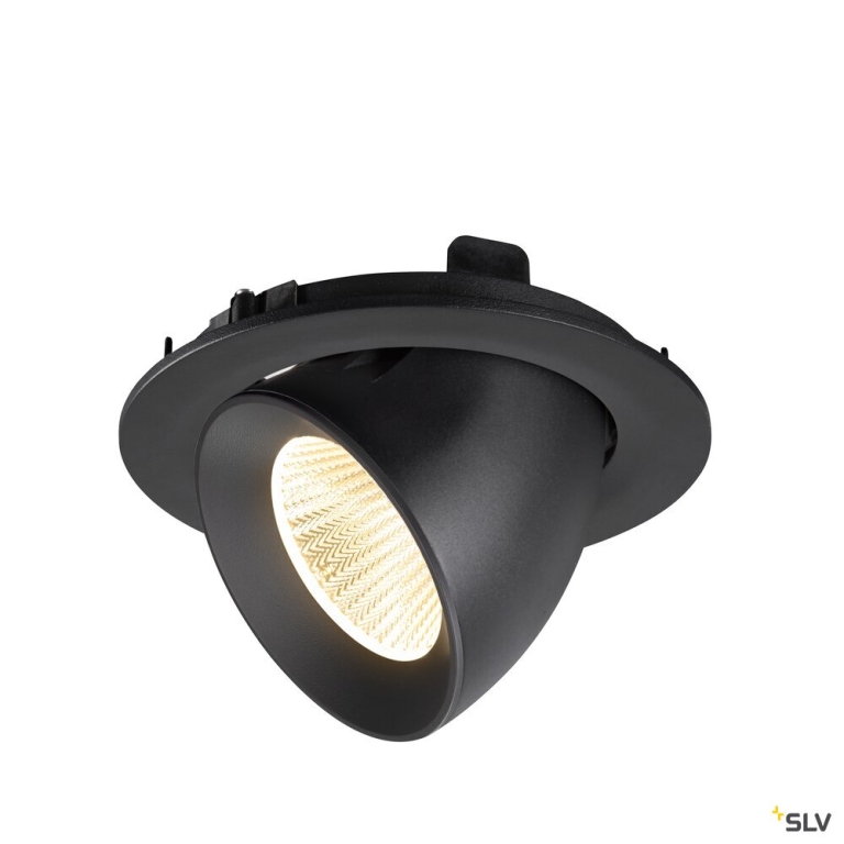 SLV NUMINOS® GIMBLE L, Deckeneinbauleuchte, 3000 K, 40°, IP20, rund, schwarz