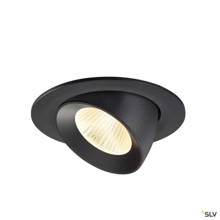 SLV NUMINOS® GIMBLE L, Deckeneinbauleuchte, 3000 K, 40°, IP20, rund, schwarz