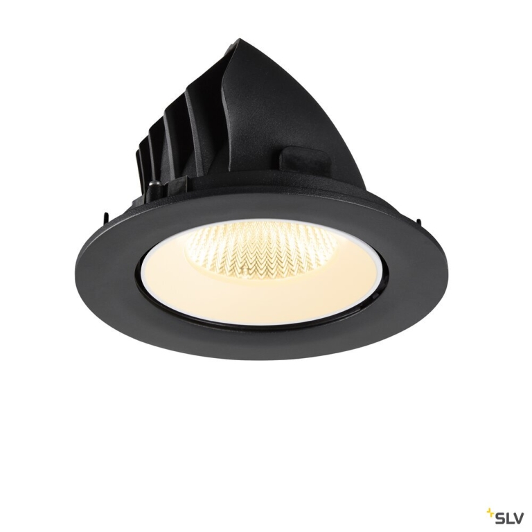 SLV NUMINOS® GIMBLE L, Deckeneinbauleuchte, 3000 K, 40°, IP20, rund, schwarz / weiß