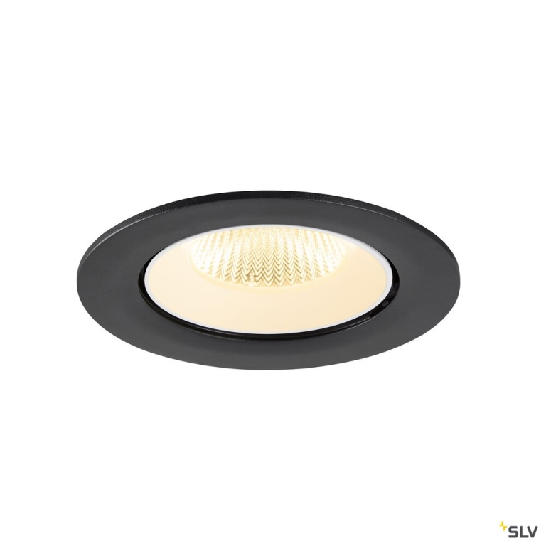 SLV NUMINOS® GIMBLE L, Deckeneinbauleuchte, 3000 K, 40°, IP20, rund, schwarz / weiß