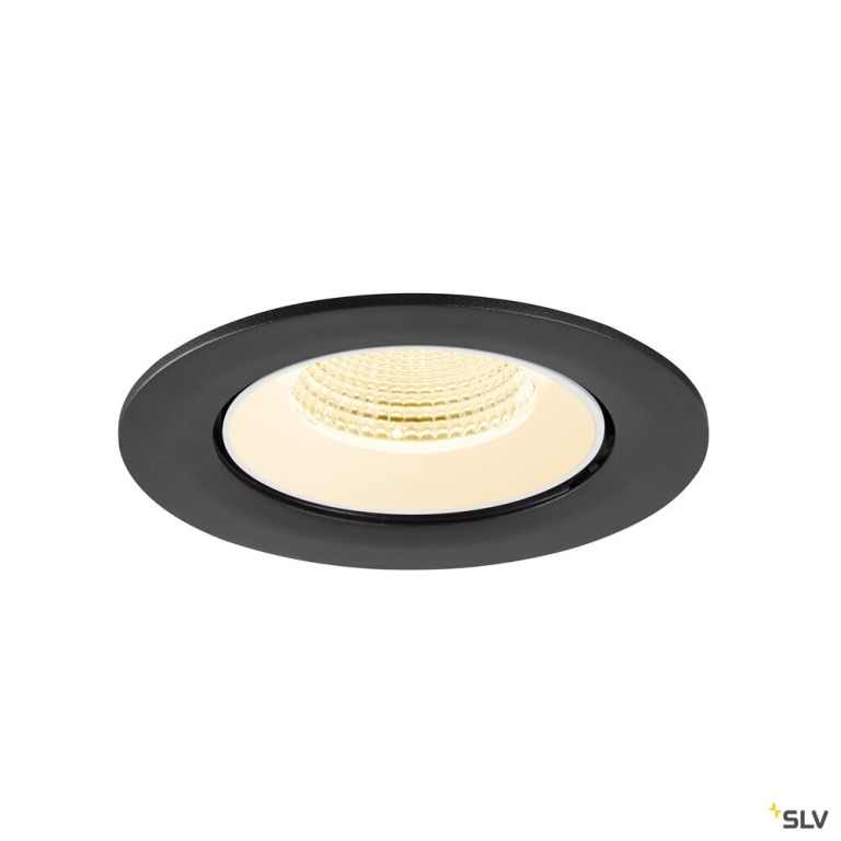SLV NUMINOS® GIMBLE L, Deckeneinbauleuchte, 3000 K, 55°, IP20, rund, schwarz / weiß