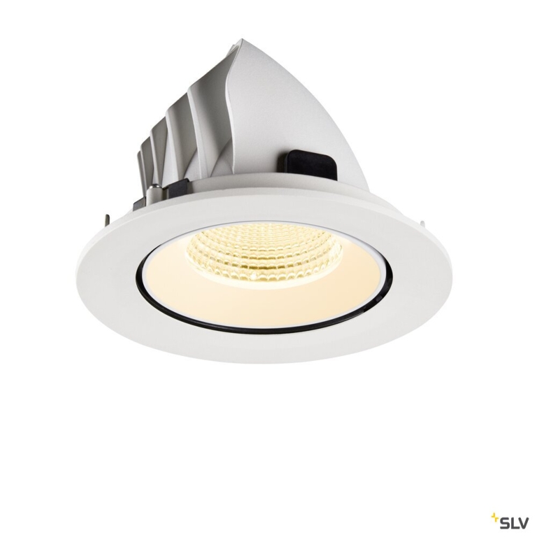 SLV NUMINOS® GIMBLE L, Deckeneinbauleuchte, 3000 K, 55°, IP20, rund, weiß