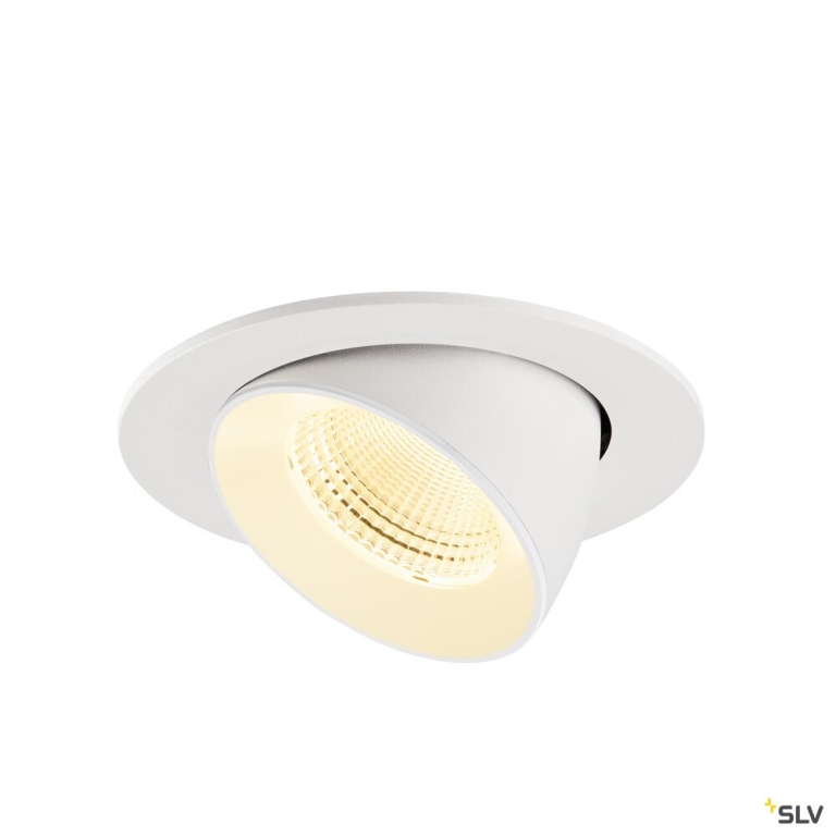 SLV NUMINOS® GIMBLE L, Deckeneinbauleuchte, 3000 K, 55°, IP20, rund, weiß