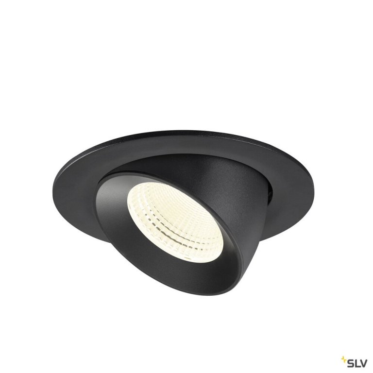 SLV NUMINOS® GIMBLE L, Deckeneinbauleuchte, 4000 K, 55°, IP20, rund, schwarz