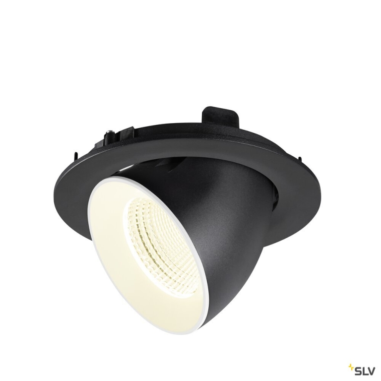 SLV NUMINOS® GIMBLE L, Deckeneinbauleuchte, 4000 K, 55°, IP20, rund, schwarz / weiß