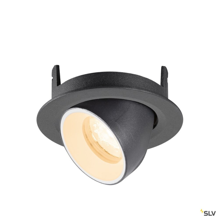 SLV NUMINOS® GIMBLE XS, Deckeneinbauleuchte, 2700 K, 40°, IP20, rund, schwarz / weiß