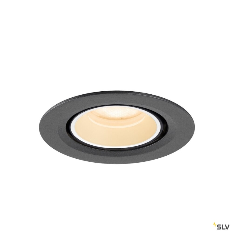 SLV NUMINOS® GIMBLE XS, Deckeneinbauleuchte, 2700 K, 55°, IP20, rund, schwarz / weiß