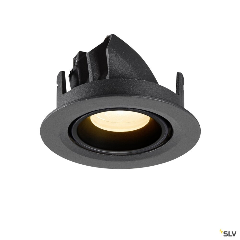 SLV NUMINOS® GIMBLE XS, Deckeneinbauleuchte, 3000 K, 20°, IP20, rund, schwarz