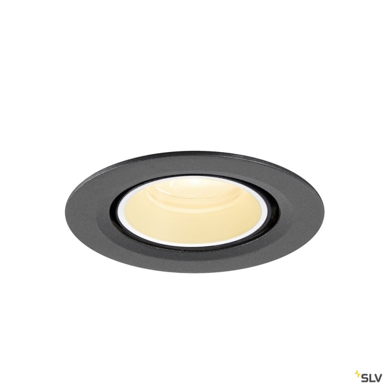 SLV NUMINOS® GIMBLE XS, Deckeneinbauleuchte, 3000 K, 20°, IP20, rund, schwarz / weiß