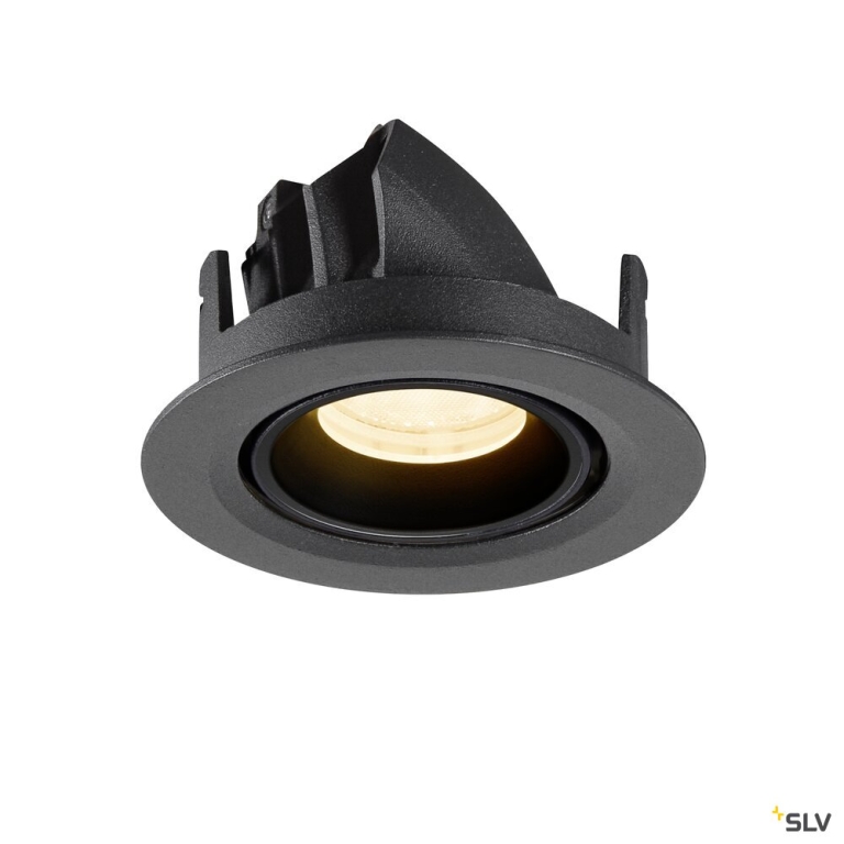 SLV NUMINOS® GIMBLE XS, Deckeneinbauleuchte, 3000 K, 40°, IP20, rund, schwarz