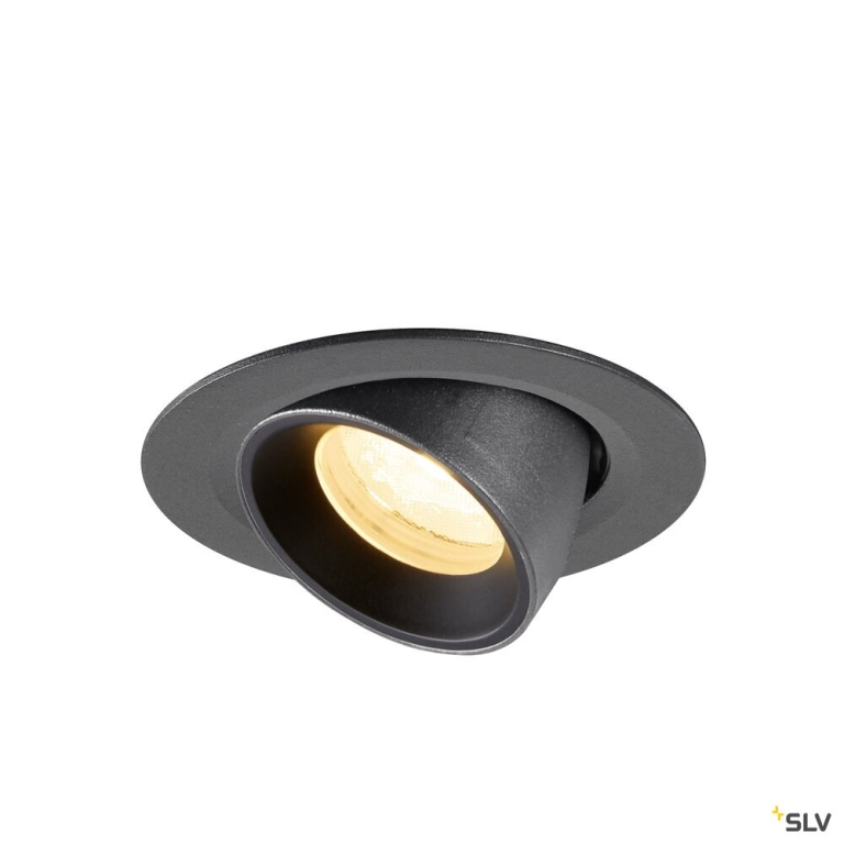 SLV NUMINOS® GIMBLE XS, Deckeneinbauleuchte, 3000 K, 40°, IP20, rund, schwarz