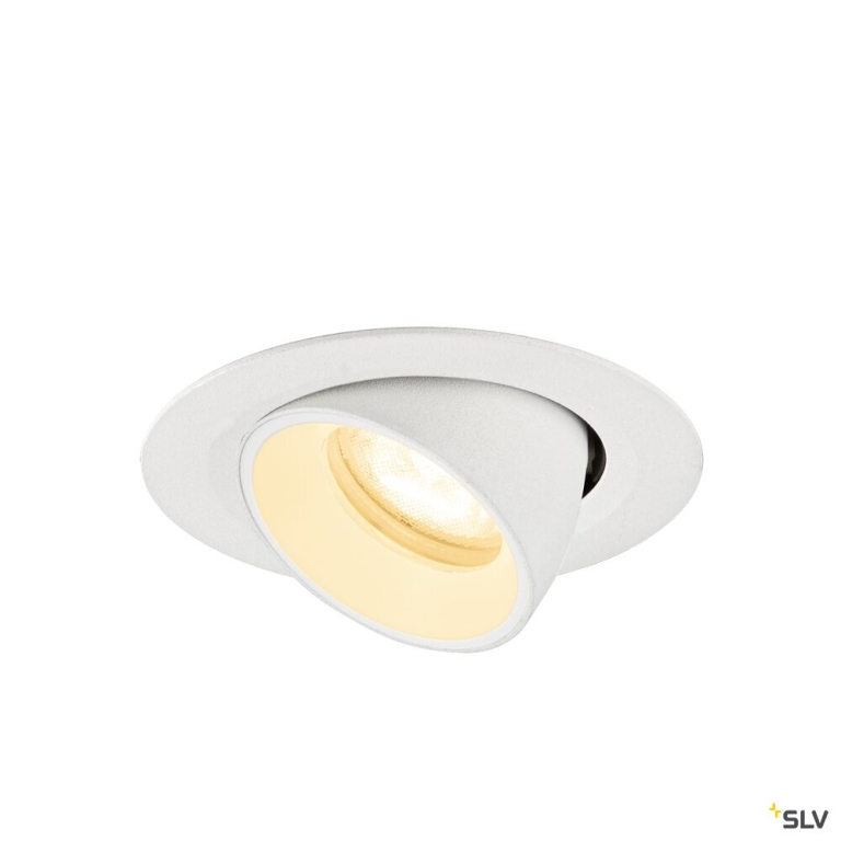 SLV NUMINOS® GIMBLE XS, Deckeneinbauleuchte, 3000 K, 55°, IP20, rund, weiß