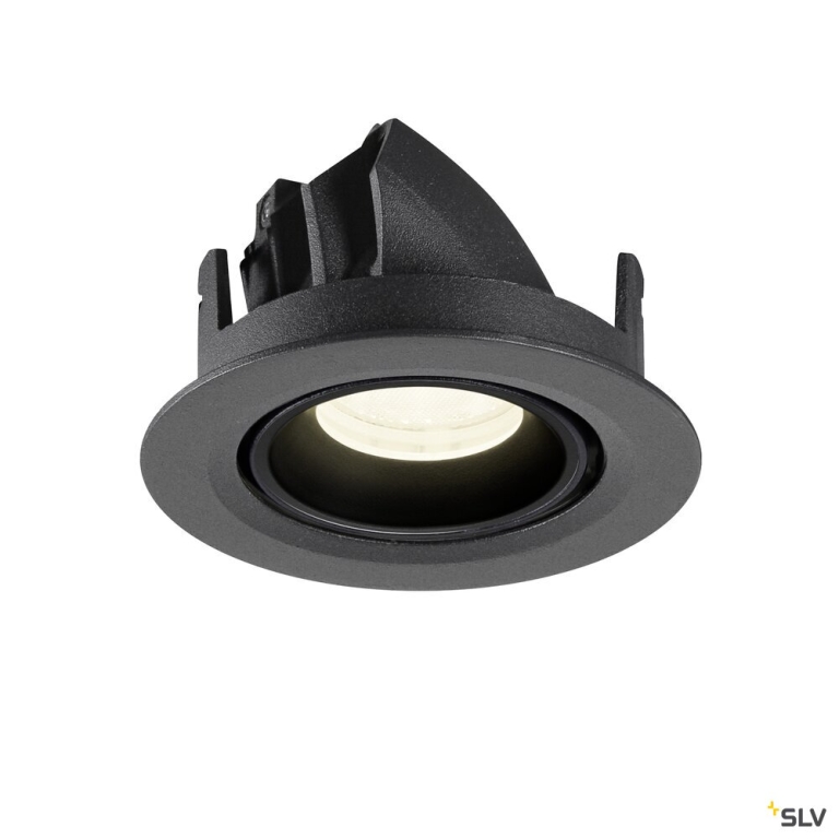 SLV NUMINOS® GIMBLE XS, Deckeneinbauleuchte, 4000 K, 40°, IP20, rund, schwarz