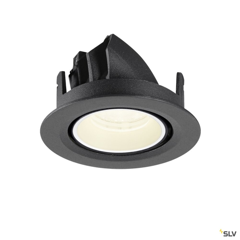 SLV NUMINOS® GIMBLE XS, Deckeneinbauleuchte, 4000 K, 40°, IP20, rund, schwarz / weiß