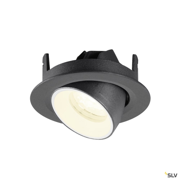 SLV NUMINOS® GIMBLE XS, Deckeneinbauleuchte, 4000 K, 40°, IP20, rund, schwarz / weiß