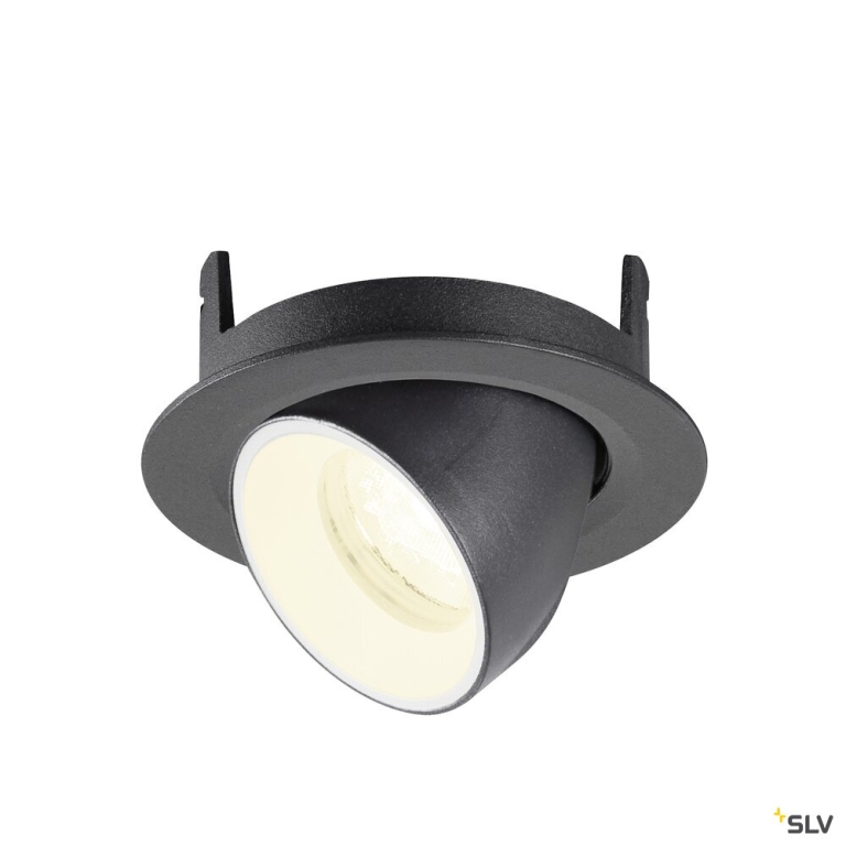 SLV NUMINOS® GIMBLE XS, Deckeneinbauleuchte, 4000 K, 40°, IP20, rund, schwarz / weiß