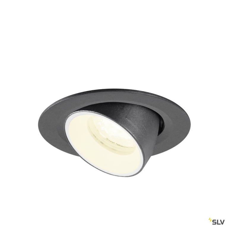 SLV NUMINOS® GIMBLE XS, Deckeneinbauleuchte, 4000 K, 40°, IP20, rund, schwarz / weiß