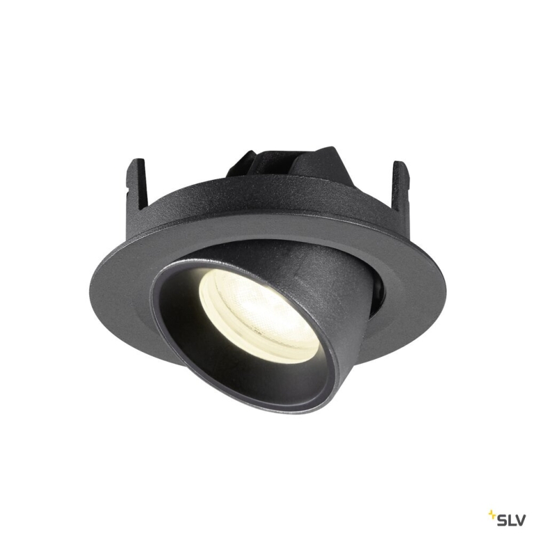 SLV NUMINOS® GIMBLE XS, Deckeneinbauleuchte, 4000 K, 55°, IP20, rund, schwarz