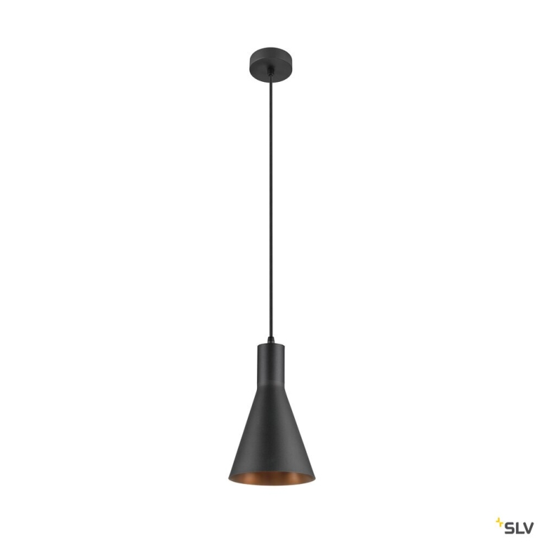 SLV LALU® CONE 15, Leuchtenschirm, E27 Base, Mix&Match, H: 17 cm, schwarz / bronze