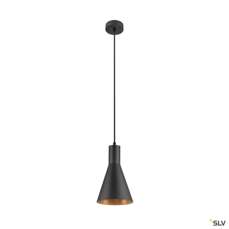 SLV LALU® CONE 15, Leuchtenschirm, E27 Base, Mix&Match, H: 17 cm, schwarz / bronze