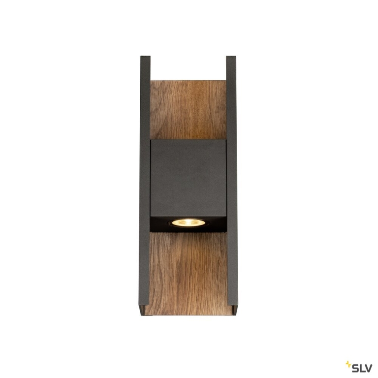 SLV FLATT II, Wandaufbauleuchte, PHASE, 2700 K, 9.5 W, anthrazit / braun