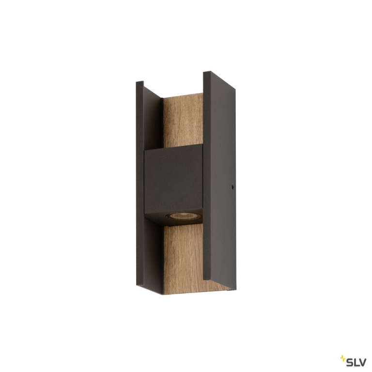 SLV FLATT II, Wandaufbauleuchte, PHASE, 2700 K, 9.5 W, anthrazit / braun