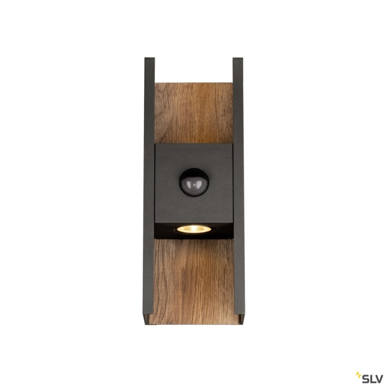 SLV FLATT II, Wandaufbauleuchte, SENSOR, 2700 K, max. 10 W, anthrazit / braun