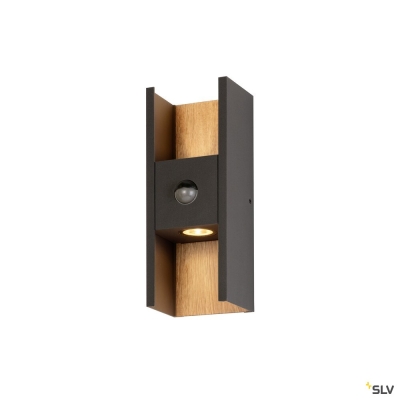 SLV FLATT II, Wandaufbauleuchte, SENSOR, 2700 K, max. 10 W, anthrazit / braun
