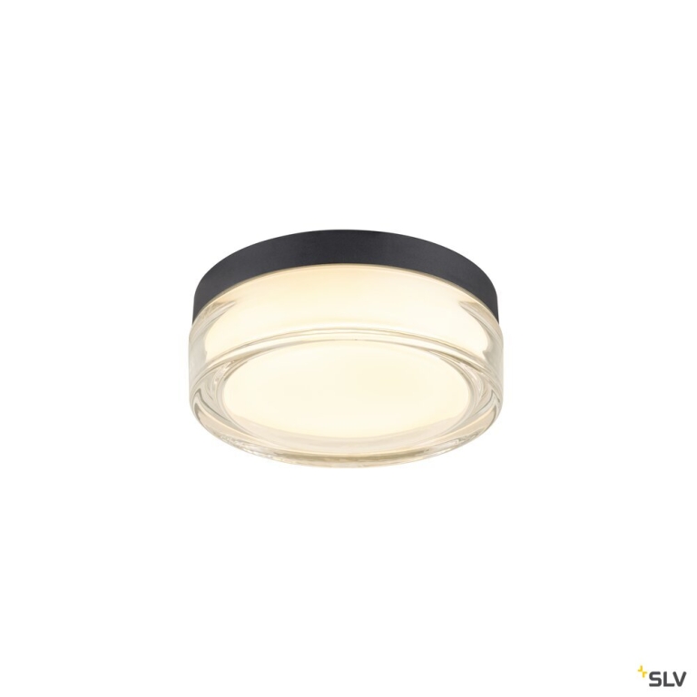 SLV CYFT XL, Wand- und Deckenaufbauleuchte, 2700/3000/4000 K, 15 W, PHASE, 125°, IP65 schwarz / klar