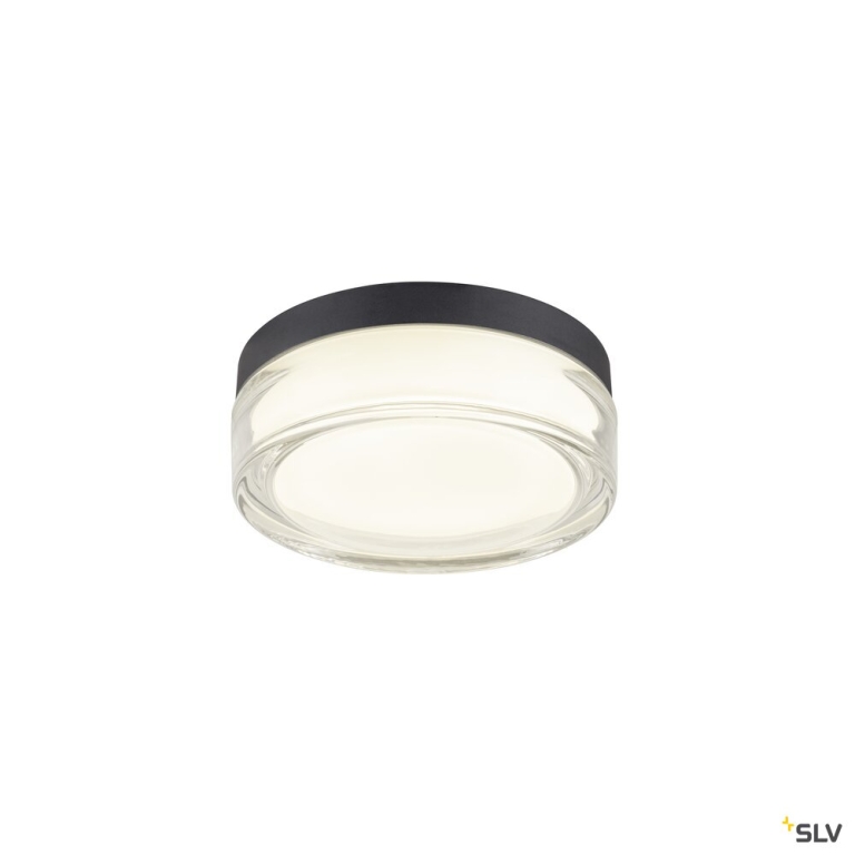 SLV CYFT XL, Wand- und Deckenaufbauleuchte, 2700/3000/4000 K, 15 W, PHASE, 125°, IP65 schwarz / klar
