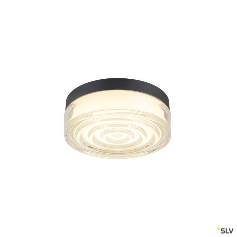 SLV CYFT WAVE XL, Wand- und Deckenaufbauleuchte, 2700/3000/4000 K, 15 W, PHASE, 105°, IP65 schwarz / klar