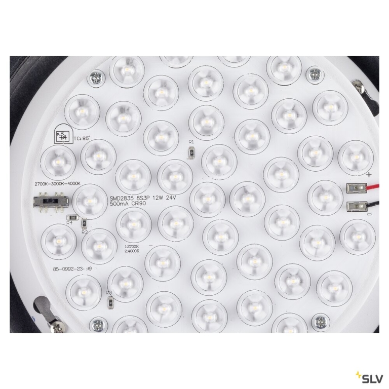 SLV CYFT WAVE XL, Wand- und Deckenaufbauleuchte, 2700/3000/4000 K, 15 W, PHASE, 105°, IP65 schwarz / klar