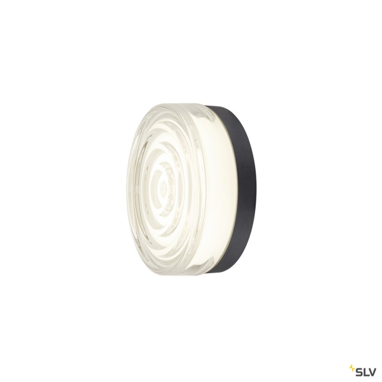 SLV CYFT WAVE XL, Wand- und Deckenaufbauleuchte, 2700/3000/4000 K, 15 W, PHASE, 105°, IP65 schwarz / klar