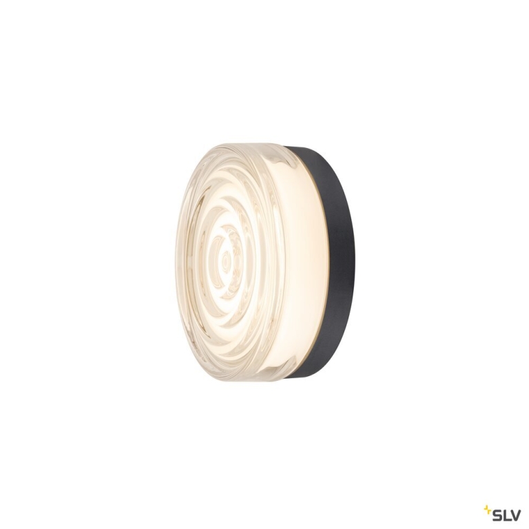SLV CYFT WAVE XL, Wand- und Deckenaufbauleuchte, 2700/3000/4000 K, 15 W, PHASE, 105°, IP65 schwarz / klar
