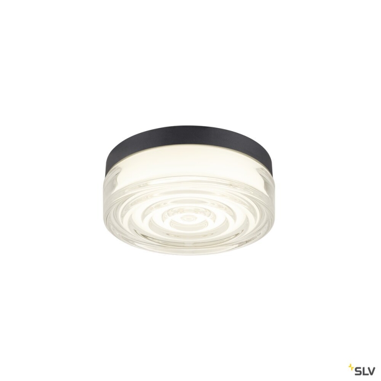 SLV CYFT WAVE XL, Wand- und Deckenaufbauleuchte, 2700/3000/4000 K, 15 W, PHASE, 105°, IP65 schwarz / klar