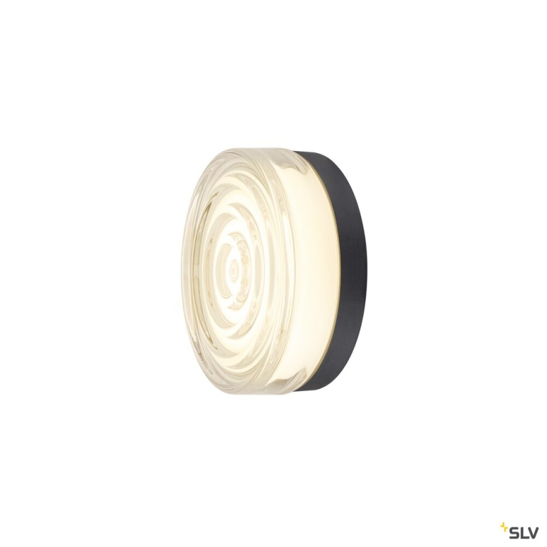 SLV CYFT WAVE XL, Wand- und Deckenaufbauleuchte, 2700/3000/4000 K, 15 W, PHASE, 105°, IP65 schwarz / klar