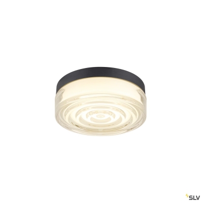 SLV CYFT WAVE XL, Wand- und Deckenaufbauleuchte, 2700/3000/4000 K, 15 W, PHASE, 105°, IP65 schwarz / klar