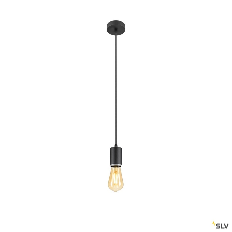 SLV LALU®, Pendelleuchte, E27 Base, Mix&Match, Pendellänge 200 cm, 1 x max. 10 W, schwarz