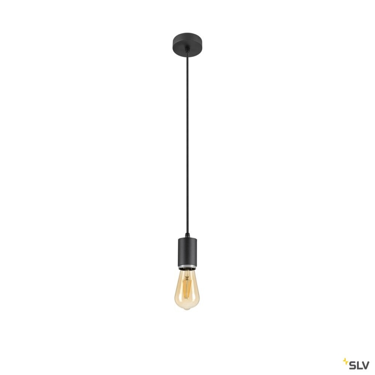 SLV LALU®, Pendelleuchte, E27 Base, Mix&Match, Pendellänge 200 cm, 1 x max. 10 W, schwarz