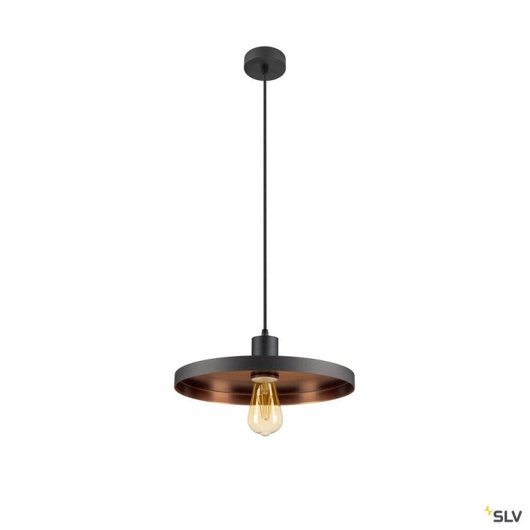 SLV LALU®, Pendelleuchte, E27 Base, Mix&Match, Pendellänge 200 cm, 1 x max. 10 W, schwarz