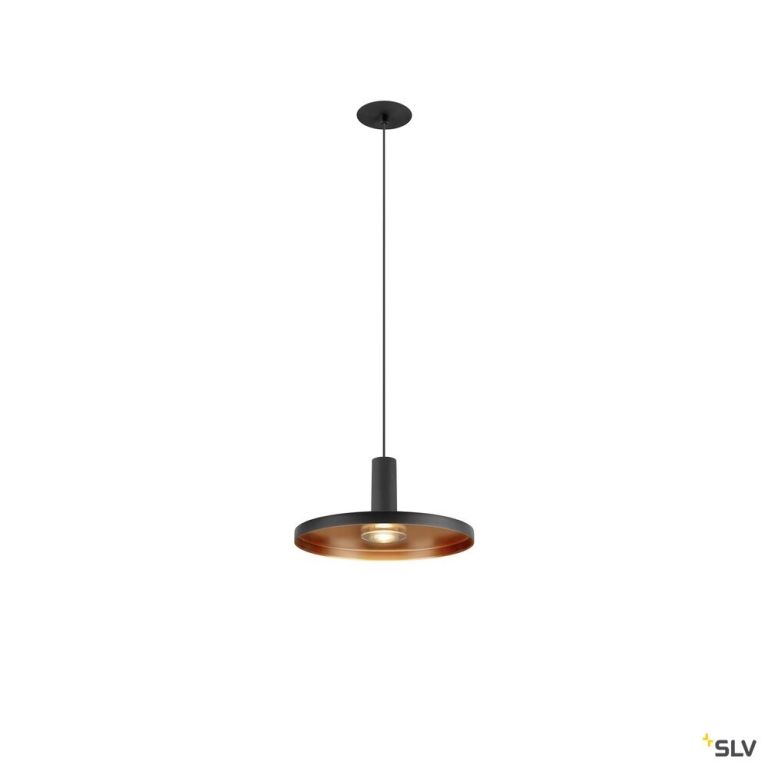 SLV LALU®, Pendelleuchte, LED Base, Mix&Match, recessed canopy, Pendellänge 200 cm, 2700/3000K, 40°, PHASE, schwarz