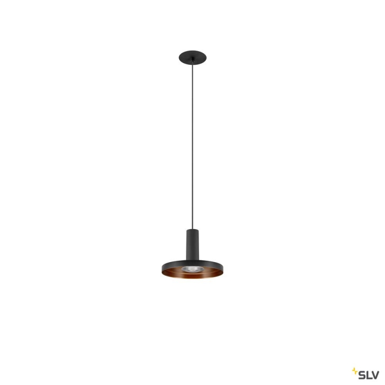 SLV LALU®, Pendelleuchte, LED Base, Mix&Match, recessed canopy, Pendellänge 200 cm, 2700/3000K, 40°, PHASE, schwarz