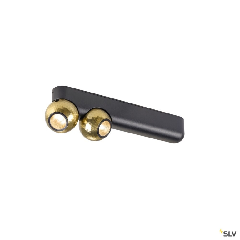 SLV DYSKO, Wand- und Deckenaufbauleuchte, double, PHASE, 2700K, 13 W, 36°, schwarz / gold