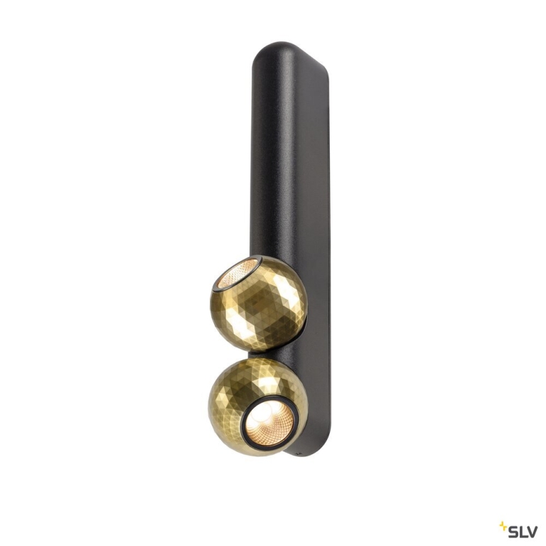 SLV DYSKO, Wand- und Deckenaufbauleuchte, double, PHASE, 2700K, 13 W, 36°, schwarz / gold