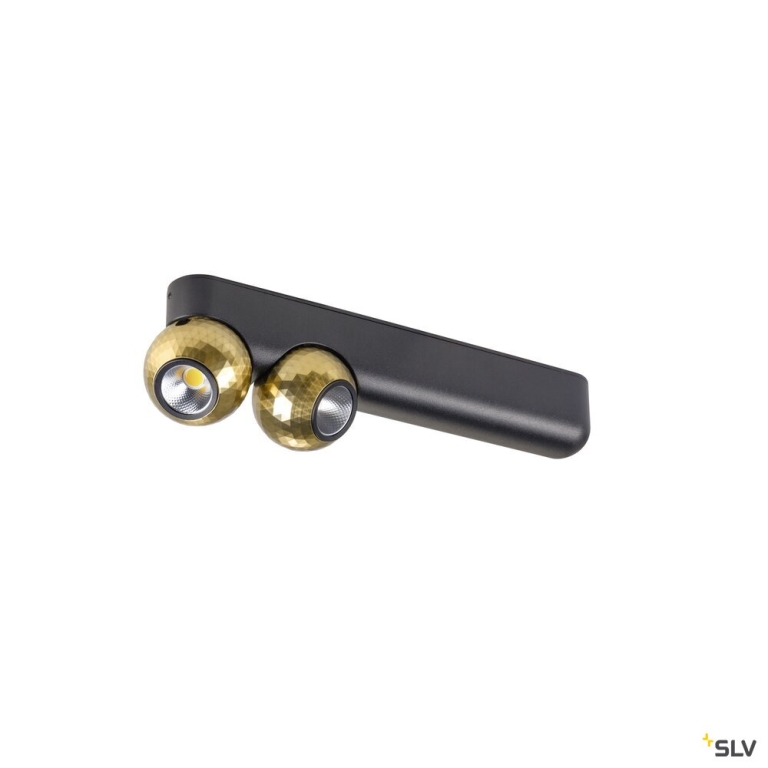 SLV DYSKO, Wand- und Deckenaufbauleuchte, double, PHASE, 2700K, 13 W, 36°, schwarz / gold