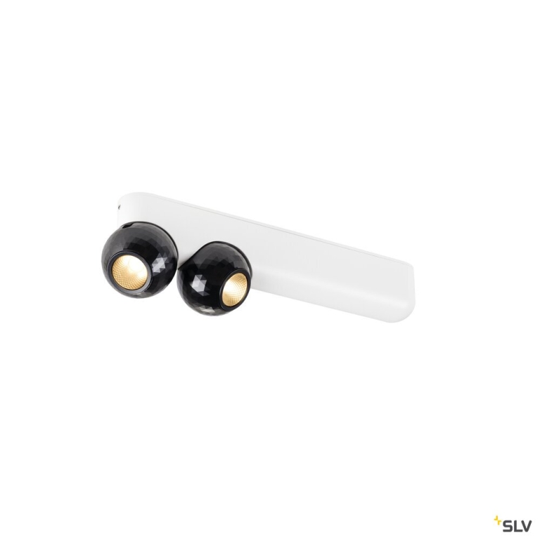 SLV DYSKO, Wand- und Deckenaufbauleuchte, double, PHASE, 2700K, 13 W, 36°, weiß / schwarz