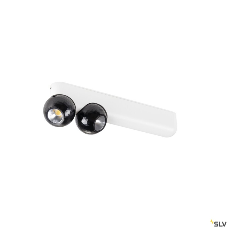 SLV DYSKO, Wand- und Deckenaufbauleuchte, double, PHASE, 2700K, 13 W, 36°, weiß / schwarz
