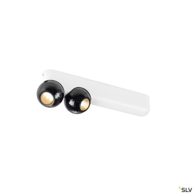 SLV DYSKO, Wand- und Deckenaufbauleuchte, double, PHASE, 2700K, 13 W, 36°, weiß / schwarz