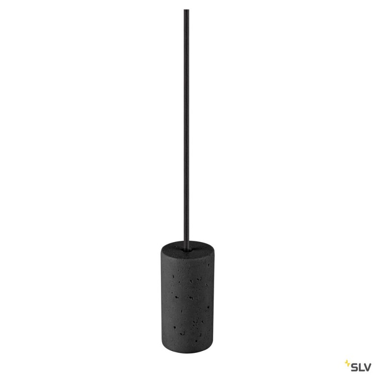 SLV FITU PD, E27, stone, Pendelleuchte, Pendellänge 500 cm, offenes Kabelende, 1 x max. 15 W, schwarz